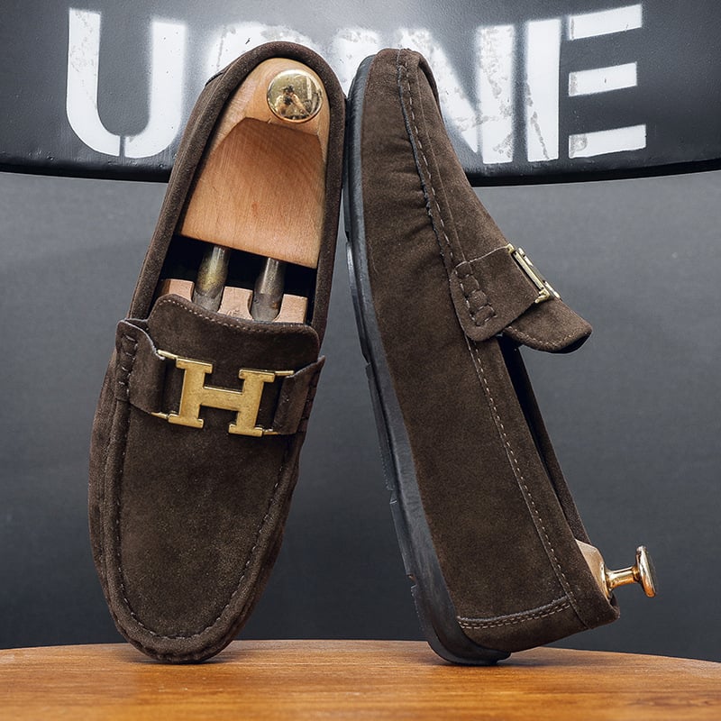 Footlish Мъжки Slip-On обувки от PU кожа, анти‑плъзгане, закръглен нос, нисък ток 1–3 cm