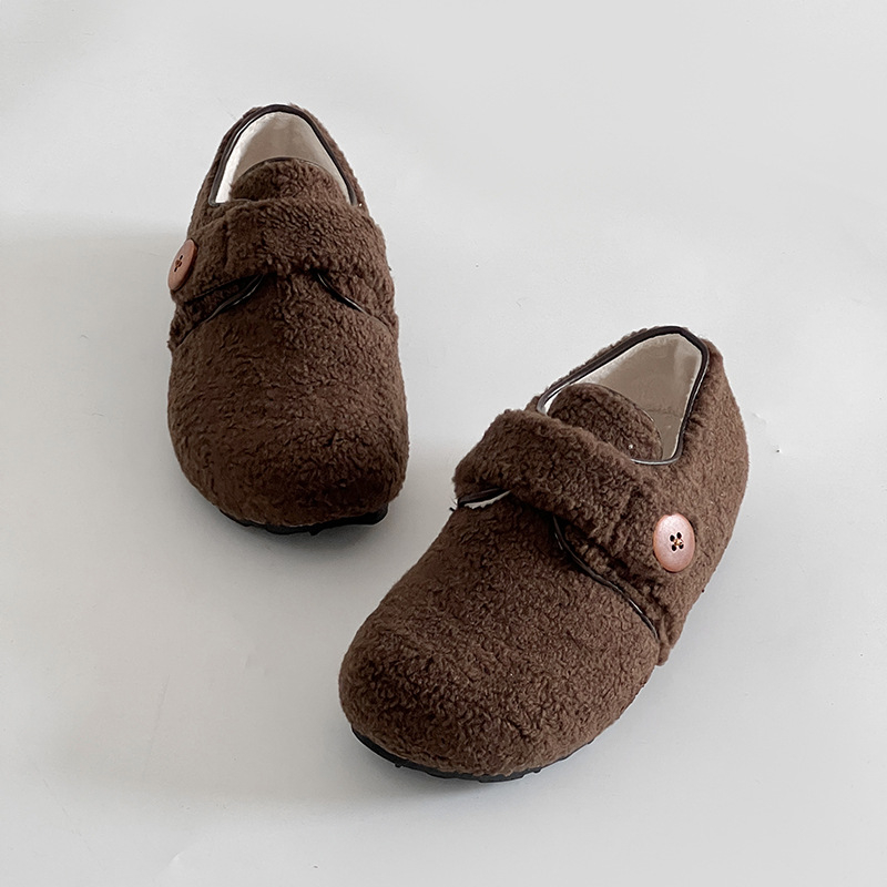 Ženske cipele s Velcro zatvaračem, gornji dio od nubuka, podstava od umjetne dlake, gumena potplat, jesen-zima, nizak đon 1–3 cm