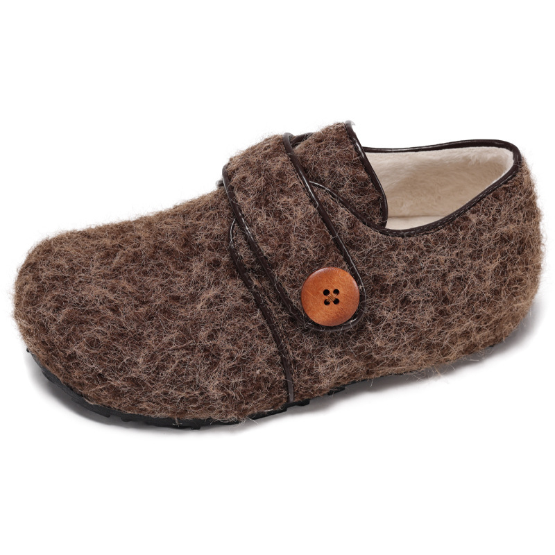 Ženske cipele s Velcro zatvaračem, gornji dio od nubuka, podstava od umjetne dlake, gumena potplat, jesen-zima, nizak đon 1–3 cm