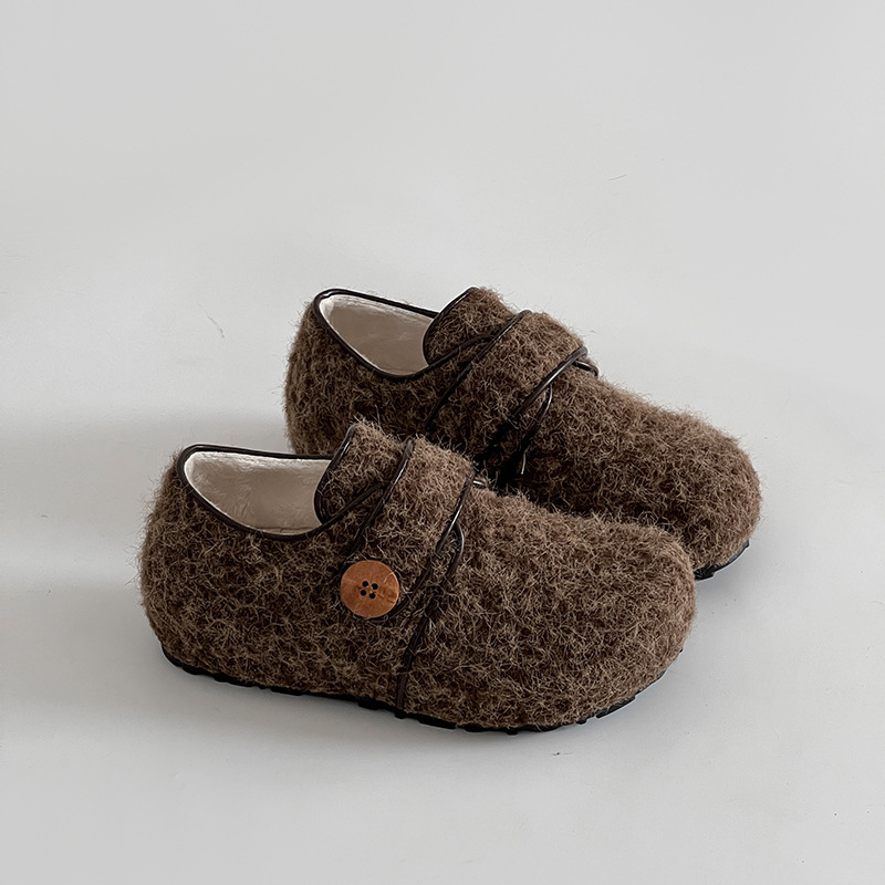 Ženske cipele s Velcro zatvaračem, gornji dio od nubuka, podstava od umjetne dlake, gumena potplat, jesen-zima, nizak đon 1–3 cm