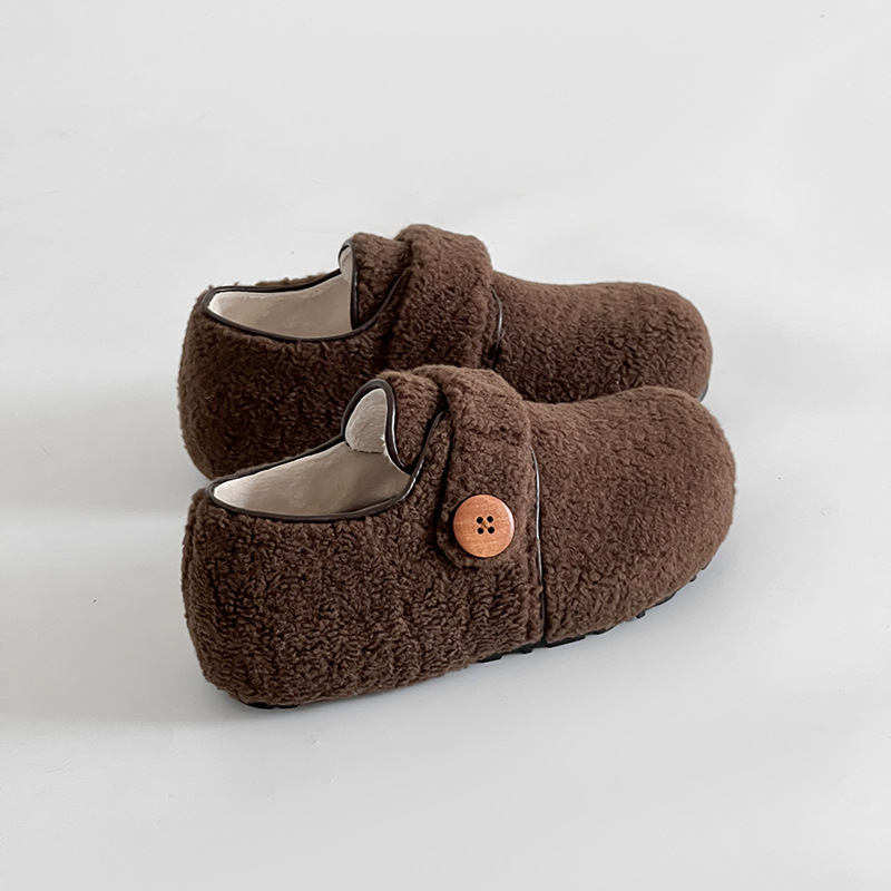Ženske cipele s Velcro zatvaračem, gornji dio od nubuka, podstava od umjetne dlake, gumena potplat, jesen-zima, nizak đon 1–3 cm