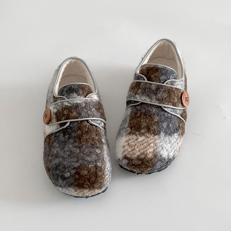 Ženske cipele s Velcro zatvaračem, gornji dio od nubuka, podstava od umjetne dlake, gumena potplat, jesen-zima, nizak đon 1–3 cm