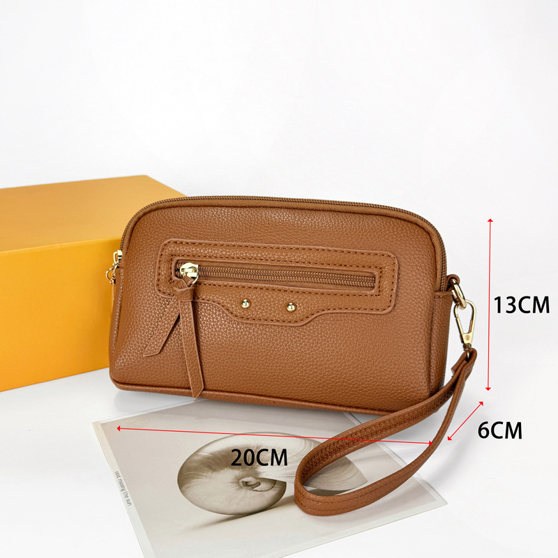 Ženska crossbody clutch torba, minimalistički stil, PU materijal, zatvarač, unutarnja džep sa zatvaračem (PU • zatvarač • unutarnji džep sa zatvaračem • crossbody • minimalistički)