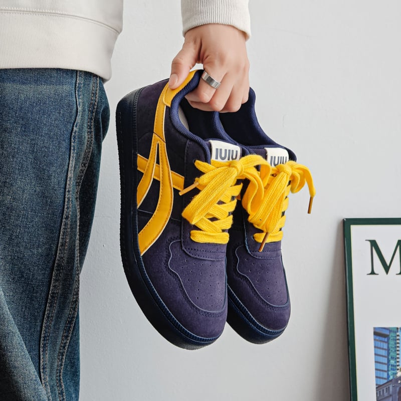 Корейски стил мъжки платнени маратонки, леки, нисък профил, вулканизирана гумена подметка, горна част от имитационен кашмир.