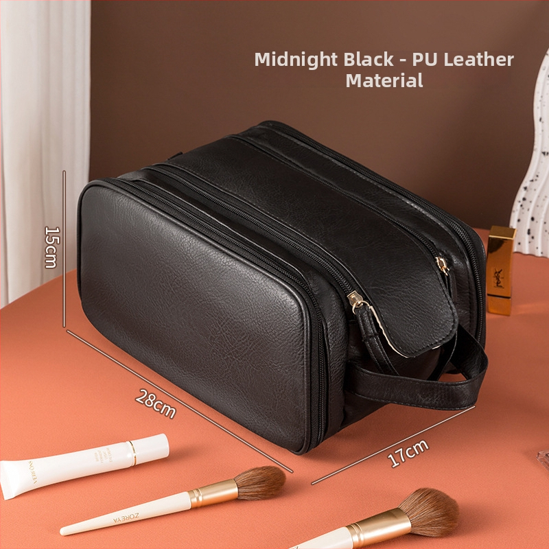 Geantă de cosmetică în stil geantă de mână - material PU, compartimente multiple, fermoar, antibacterian