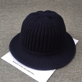 Koreai stílusú női vödör kalap, őszi-téli gyapjú koreai irodalmi meleg kötött egyszínű összecsukható hétköznapi kalap nagykereskedelemben