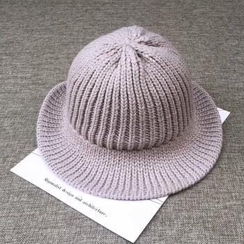 Koreai stílusú női vödör kalap, őszi-téli gyapjú koreai irodalmi meleg kötött egyszínű összecsukható hétköznapi kalap nagykereskedelemben