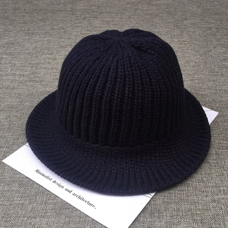 Koreai stílusú női vödör kalap, őszi-téli gyapjú koreai irodalmi meleg kötött egyszínű összecsukható hétköznapi kalap nagykereskedelemben