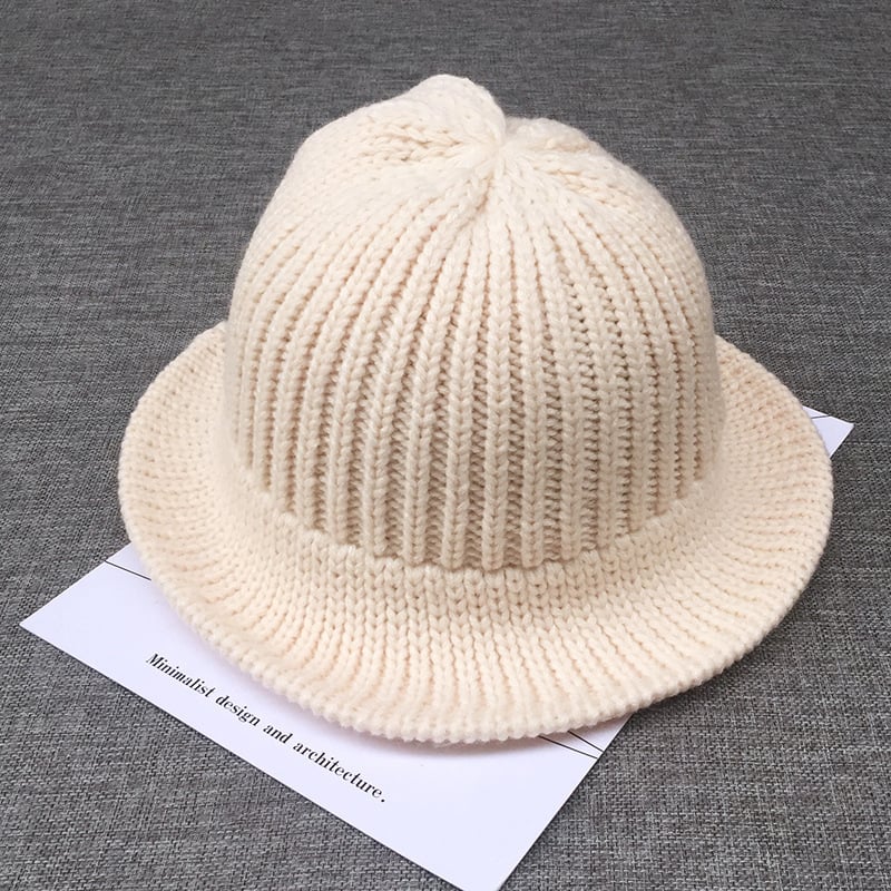 Koreai stílusú női vödör kalap, őszi-téli gyapjú koreai irodalmi meleg kötött egyszínű összecsukható hétköznapi kalap nagykereskedelemben