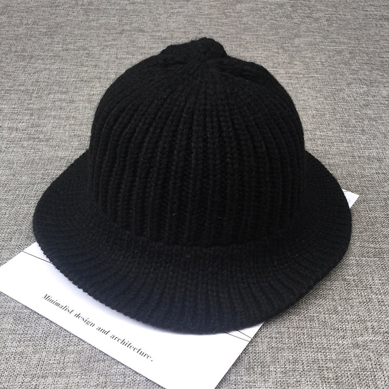 Koreai stílusú női vödör kalap, őszi-téli gyapjú koreai irodalmi meleg kötött egyszínű összecsukható hétköznapi kalap nagykereskedelemben