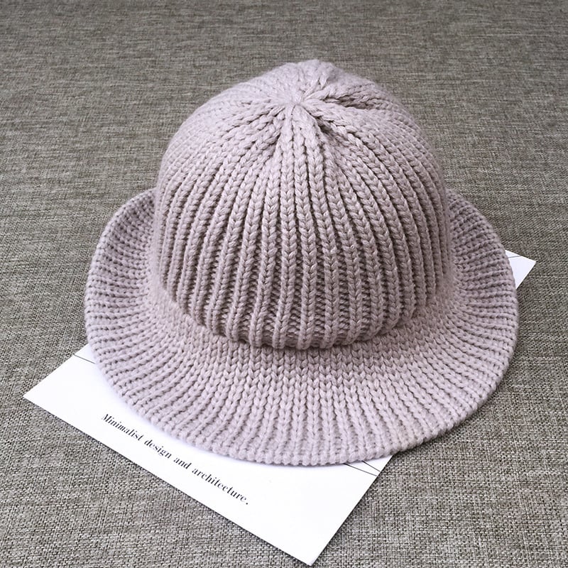 Koreai stílusú női vödör kalap, őszi-téli gyapjú koreai irodalmi meleg kötött egyszínű összecsukható hétköznapi kalap nagykereskedelemben