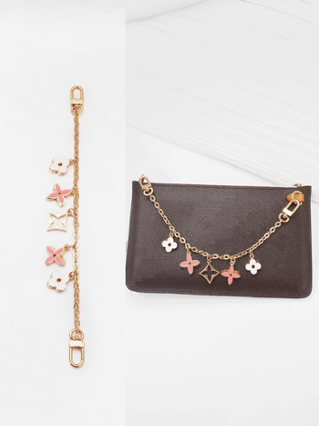 Plecu siksna ar pagarināšanas ķēdi LV Three-in-One Mahjong somai, metāla materiāls, četrziedu dekoratīvā ķēde, zīmols Famous Ancient Hui, pavasaris 2023