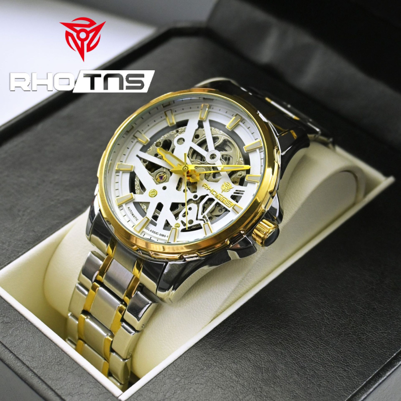 Мъжки автоматичен часовник с турбийон, кожена каишка, водоустойчив до 30 м