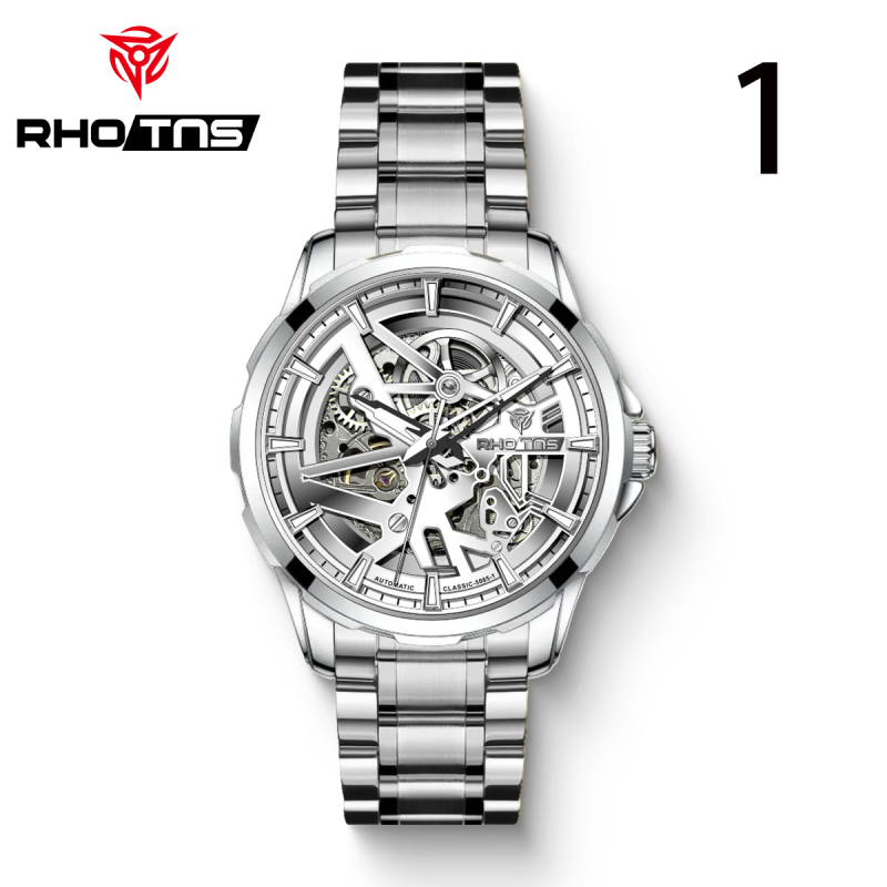 Мъжки автоматичен часовник с турбийон, кожена каишка, водоустойчив до 30 м