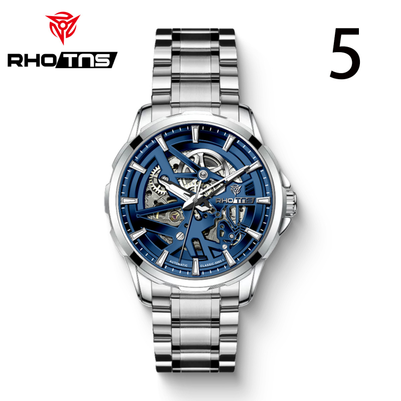 Мъжки автоматичен часовник с турбийон, кожена каишка, водоустойчив до 30 м