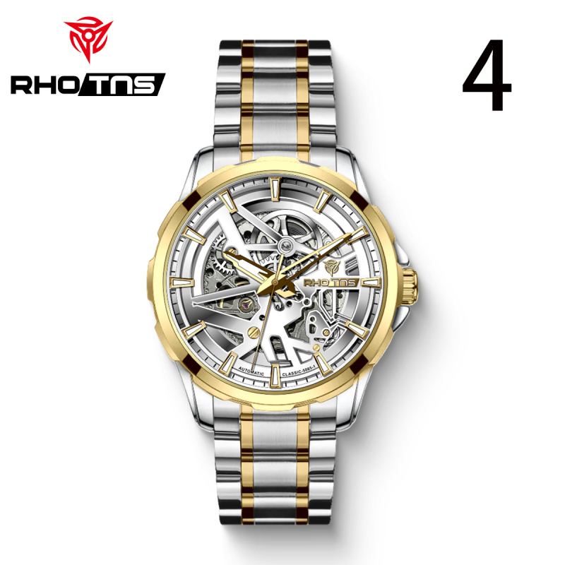 Мъжки автоматичен часовник с турбийон, кожена каишка, водоустойчив до 30 м