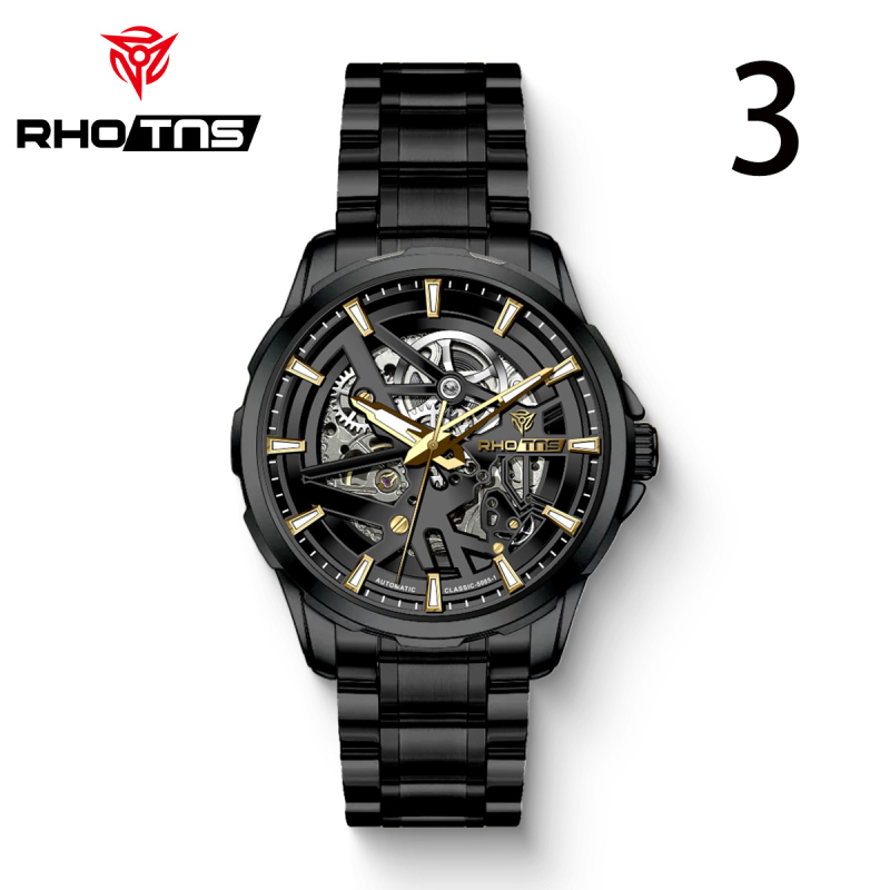 Мъжки автоматичен часовник с турбийон, кожена каишка, водоустойчив до 30 м