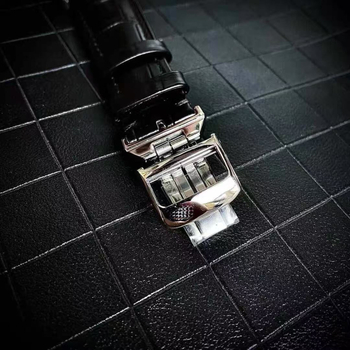 Мъжки часовник с лунна фаза, ултра тънък автоматичен механичен часовник, циферблат 39,5 мм, дебелина 12 мм, корпус от неръждаема стомана, кожена гривна, движение Pearl 2813