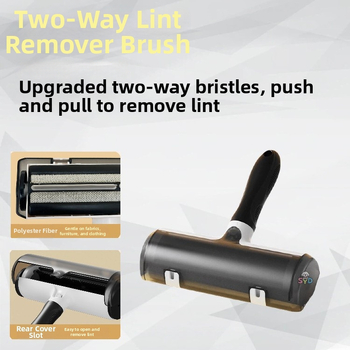 Ролка за премахване на котешка козина – двупосочен инструмент за премахване на косми по диван и килим – извита четка за косми, ABS + полиестерна материя