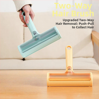 Ролка за премахване на котешка козина – двупосочен инструмент за премахване на косми по диван и килим – извита четка за косми, ABS + полиестерна материя
