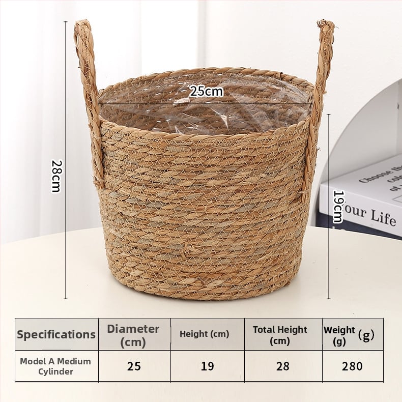 Кошница за цветя от bulrush, модерна поставка за растение, тъкана полуручно и полу-механично, за украса