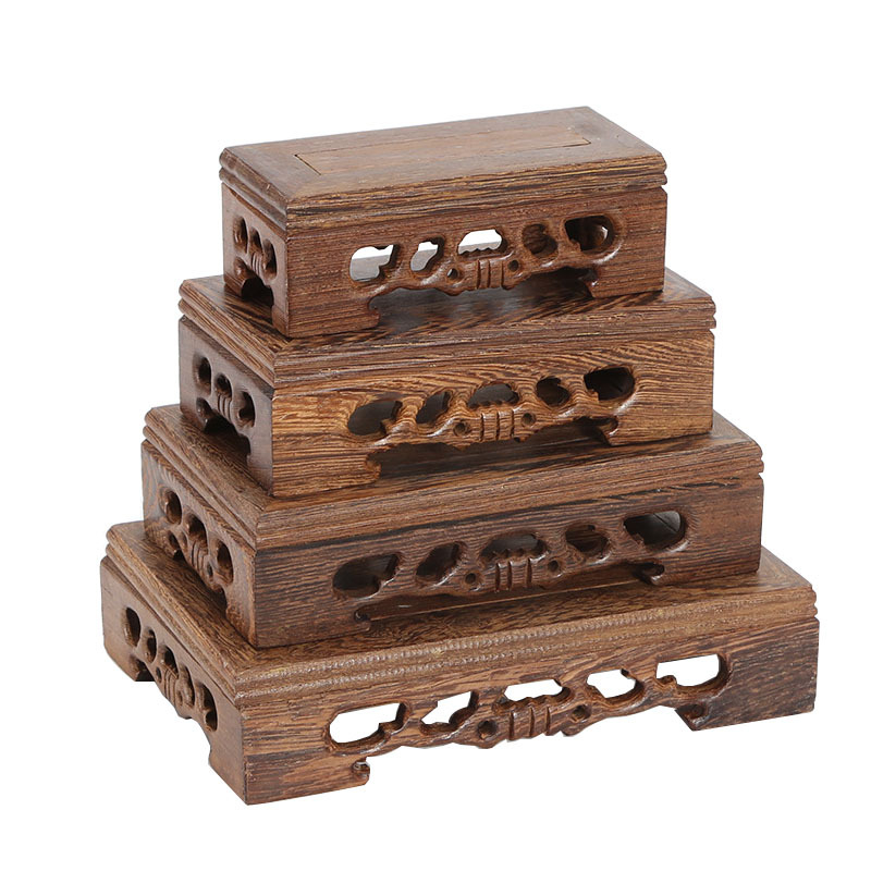 Класическа дървена основа за скулптура – резбована база с персонализирана обработка за Buddha статуя, чайник и цветарник/аквариум