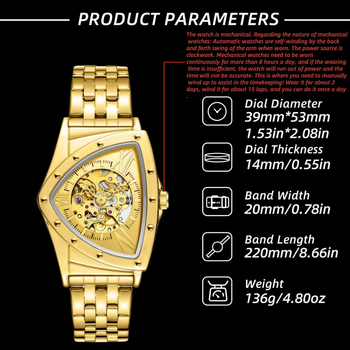 Механичен мъжки часовник Duke of Luolin, модел 1199, автоматично навиване на механизма, диамантен циферблат, стоманена гривна