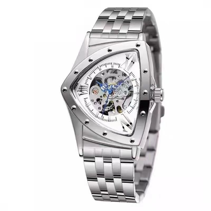 Механичен мъжки часовник Duke of Luolin, модел 1199, автоматично навиване на механизма, диамантен циферблат, стоманена гривна