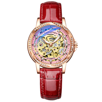 Дамски механичен часовник Duke of Lorraine с ажурен кант във форма на лист, метална кутия, стоманен каиш, люминесцентен дисплей, водоустойчивост 30 m