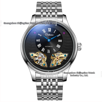 Мъжки автоматичен механичен часовник, кожена каишка, корпус от сплав, водоустойчивост 30 м, модел 6068