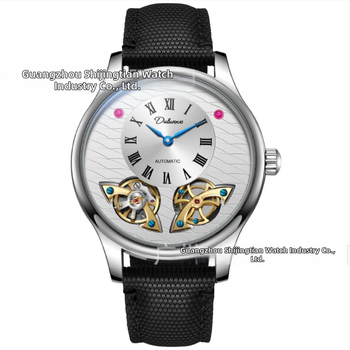 Мъжки автоматичен механичен часовник, кожена каишка, корпус от сплав, водоустойчивост 30 м, модел 6068