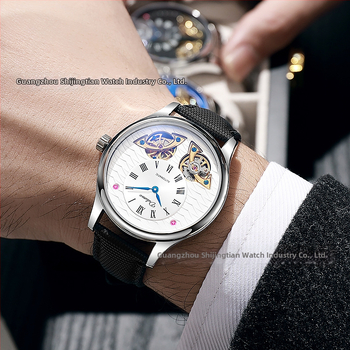 Мъжки автоматичен механичен часовник, кожена каишка, корпус от сплав, водоустойчивост 30 м, модел 6068