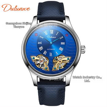 Мъжки автоматичен механичен часовник, кожена каишка, корпус от сплав, водоустойчивост 30 м, модел 6068