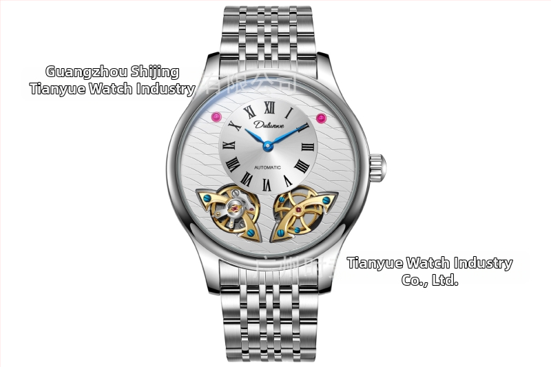 Мъжки автоматичен механичен часовник, кожена каишка, корпус от сплав, водоустойчивост 30 м, модел 6068