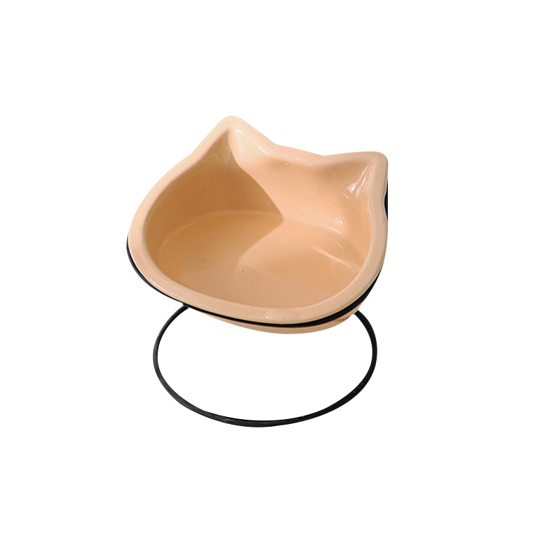 Κεραμικό μπολ για γάτες με μεταλλικό πλαίσιο, γωνιακή τροφοδοσία και στήριξη αυχένα, 400 g