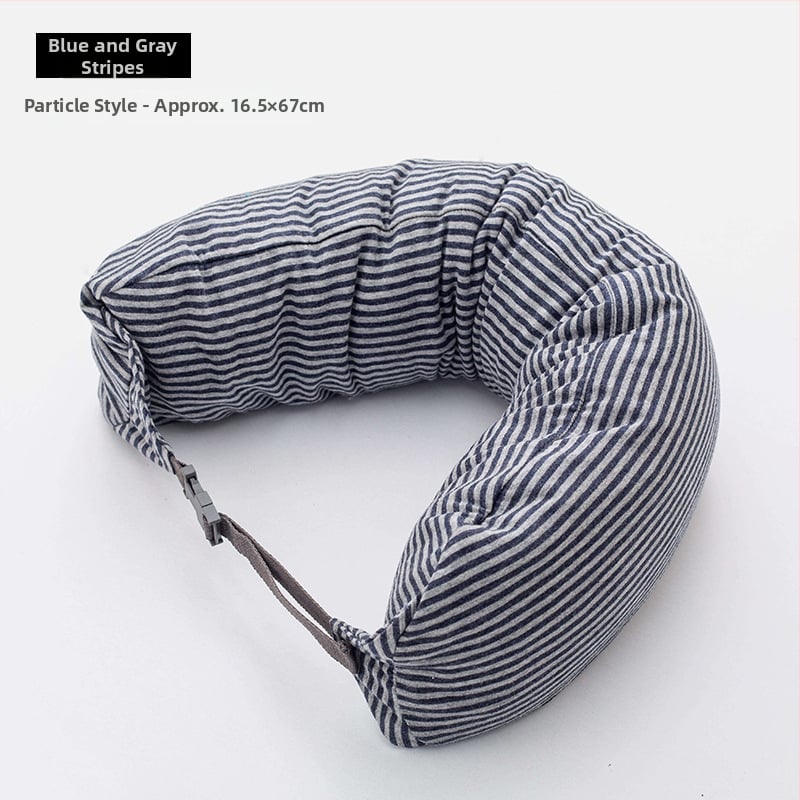 Pernă cervicală în formă de U pentru călătorii, umplutură din bucăți de spumă, țesătură 100% bumbac, stil japonez, pentru adulți