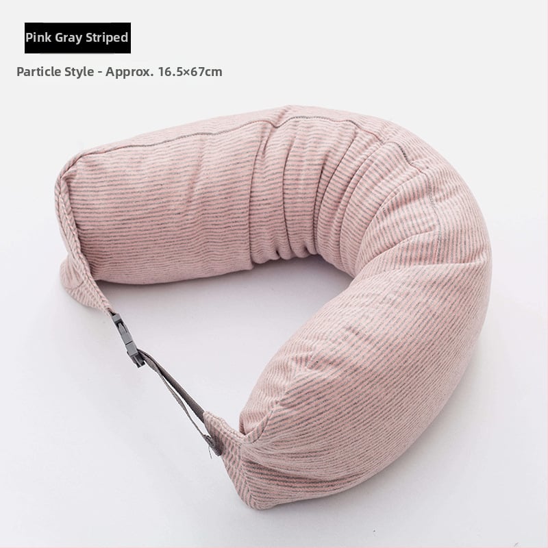 Pernă cervicală în formă de U pentru călătorii, umplutură din bucăți de spumă, țesătură 100% bumbac, stil japonez, pentru adulți
