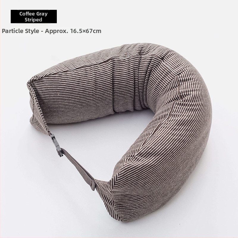 Pernă cervicală în formă de U pentru călătorii, umplutură din bucăți de spumă, țesătură 100% bumbac, stil japonez, pentru adulți