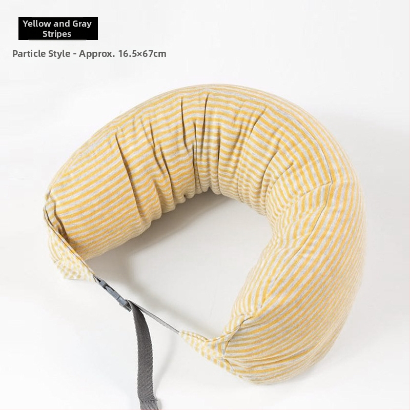 Pernă cervicală în formă de U pentru călătorii, umplutură din bucăți de spumă, țesătură 100% bumbac, stil japonez, pentru adulți