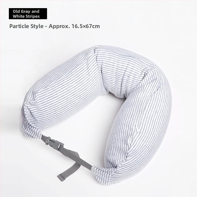 Pernă cervicală în formă de U pentru călătorii, umplutură din bucăți de spumă, țesătură 100% bumbac, stil japonez, pentru adulți