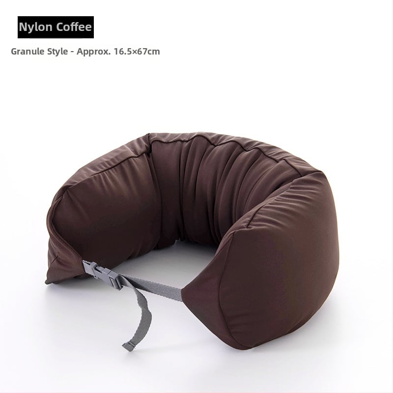 Pernă cervicală în formă de U pentru călătorii, umplutură din bucăți de spumă, țesătură 100% bumbac, stil japonez, pentru adulți