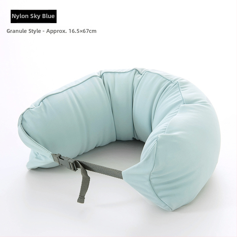 Pernă cervicală în formă de U pentru călătorii, umplutură din bucăți de spumă, țesătură 100% bumbac, stil japonez, pentru adulți