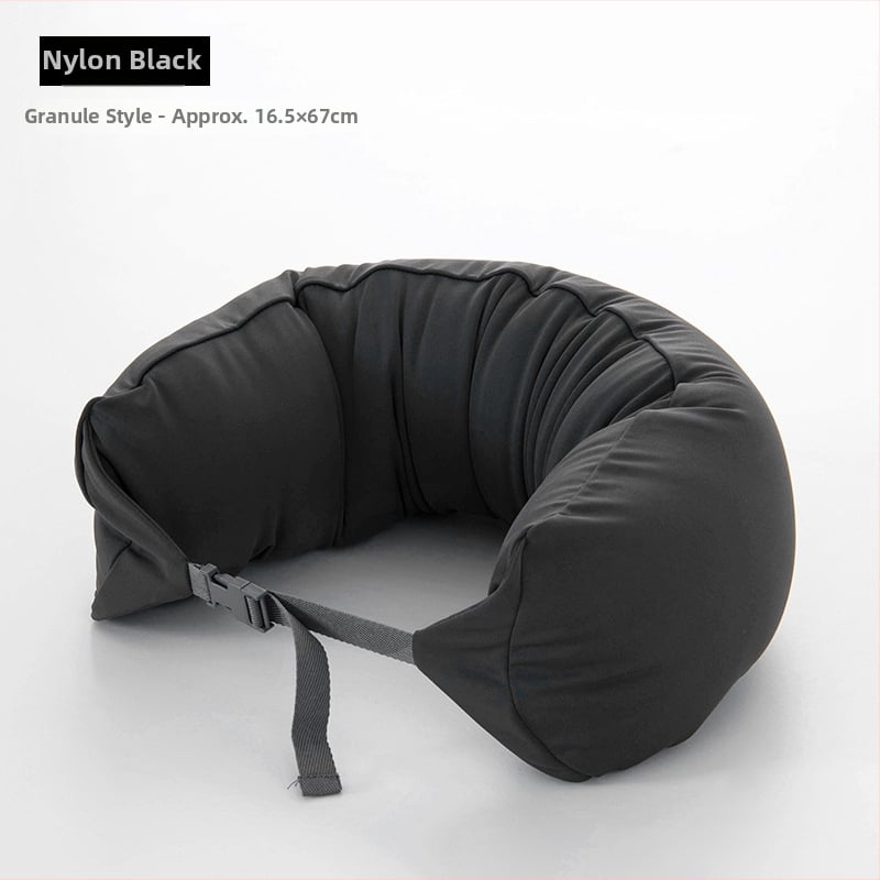 Pernă cervicală în formă de U pentru călătorii, umplutură din bucăți de spumă, țesătură 100% bumbac, stil japonez, pentru adulți