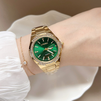 Longbo Ceas de damă cu brățară din oțel, cuarț, afișaj analog, rezistență la apă 30m, Model 83840