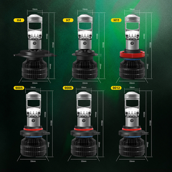 Beépített mini lencsés autó LED fényszórók, 50W, 9–32V, IP65, 5000 lm