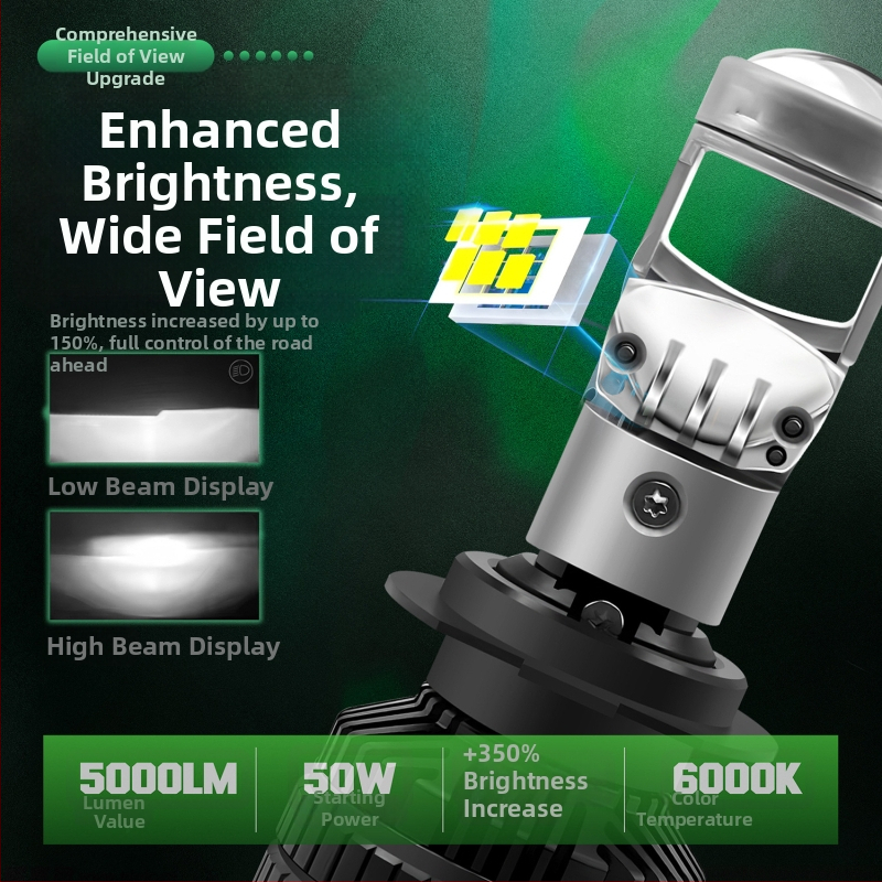 Beépített mini lencsés autó LED fényszórók, 50W, 9–32V, IP65, 5000 lm