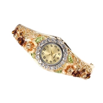 Ženski vintage Cloisonné 3D cvjetni kvarcni narukvica sat