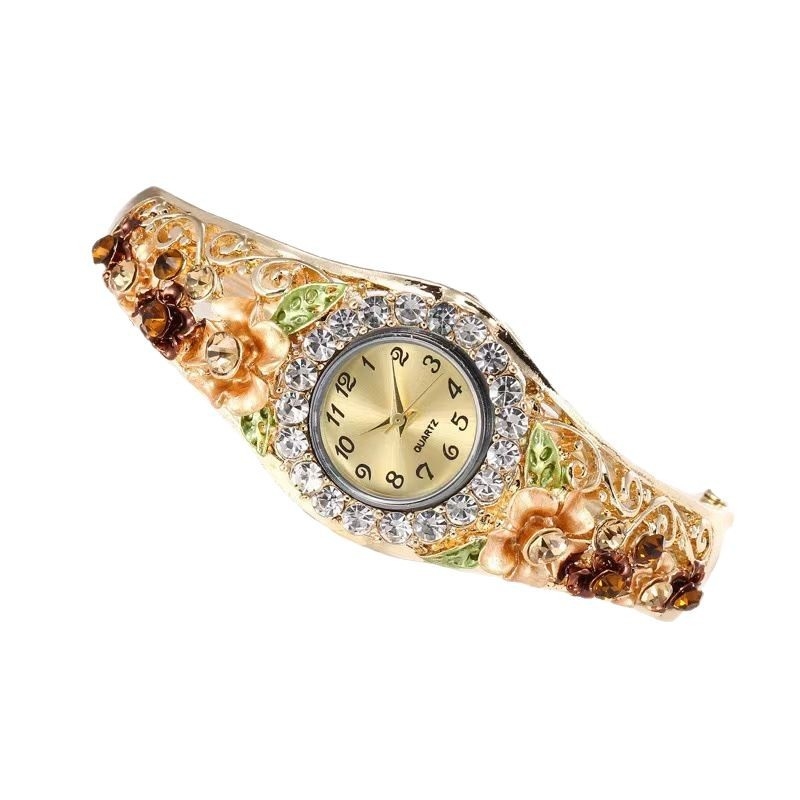 Ženski vintage Cloisonné 3D cvjetni kvarcni narukvica sat