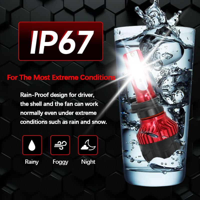 LED autófej lámpa - univerzális, 60W, 9-36V, 10000LM, IP68, 50000h, alumíniumötvözet, LED fényszóró H7/H11