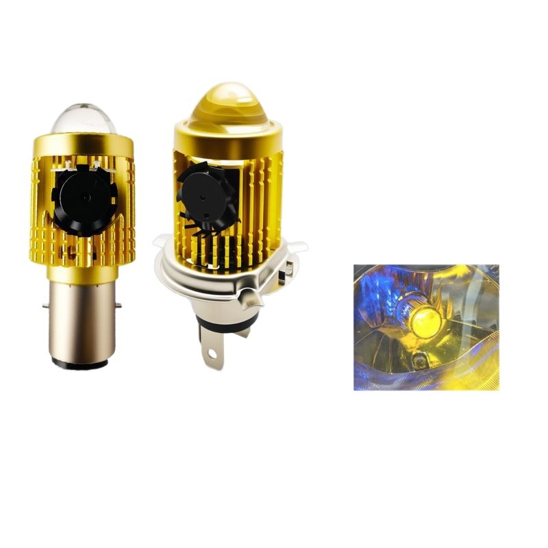 H4 LED motocikla priekšējais lukturs ar fish-eye lēcu, alumīnija korpuss, 12V, 30W